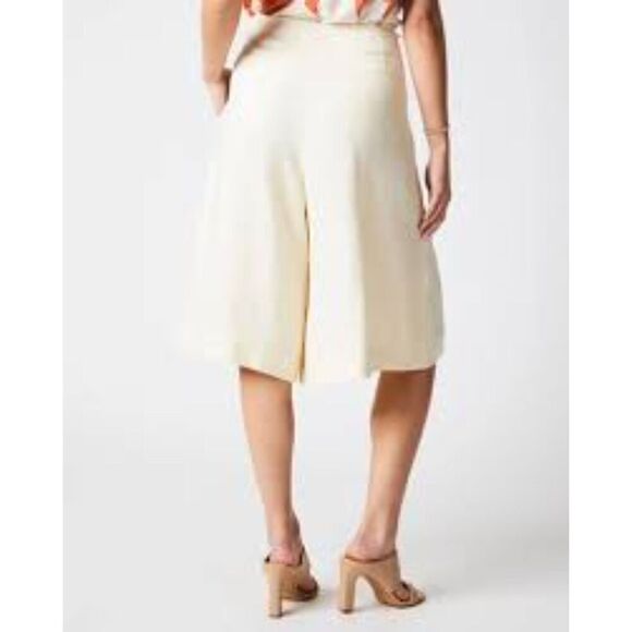 NEW Billy Reid Riding Culotte High Rise Pleated Linen Shorts Tinted White 2 - Picture 5 of 15